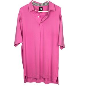 Footjoy mens L pink golf polo quick dry breast cancer awareness Barbie hot